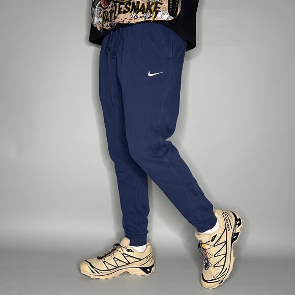 Vintage Y2K Nike Sweatpants Mens M Navy Blue White Swoosh Cotton Joggers